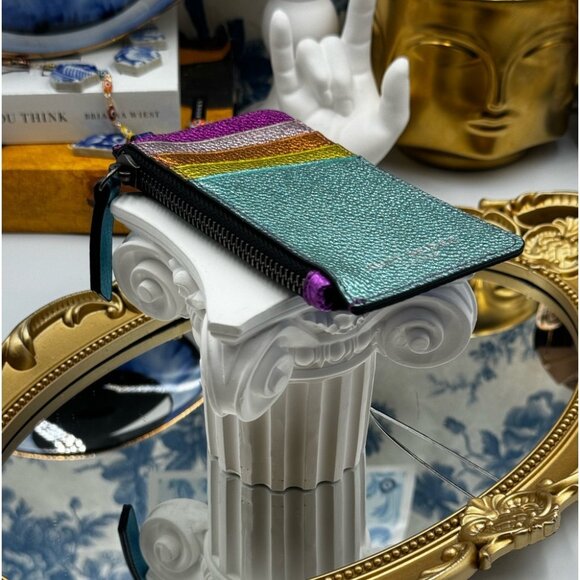 🆕 KURT GEIGER LONDON 🧿 NWOT Rainbow Shop 690 Card Holder in Multi Rainbow - Picture 8 of 11